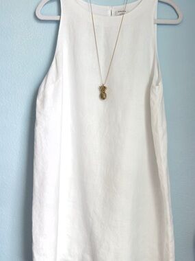 Aritzia White Sleeveless Linen Shift Dress